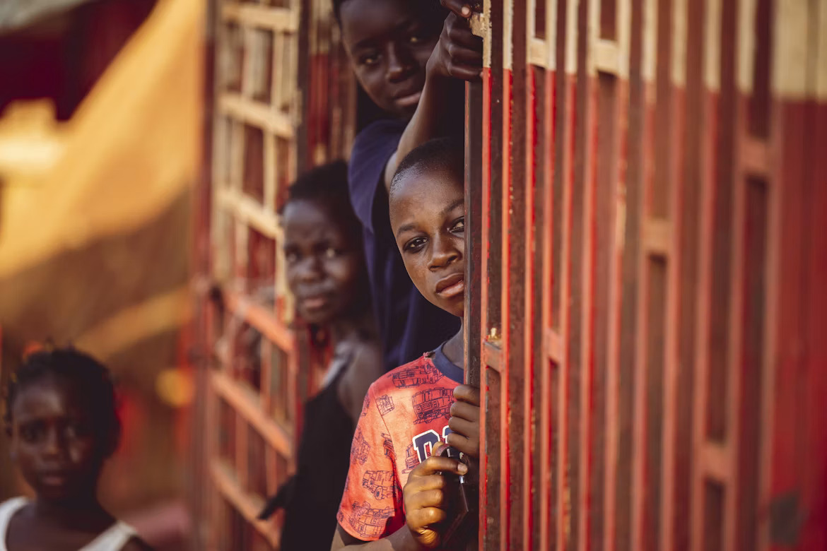 Ivory Coast door with kids