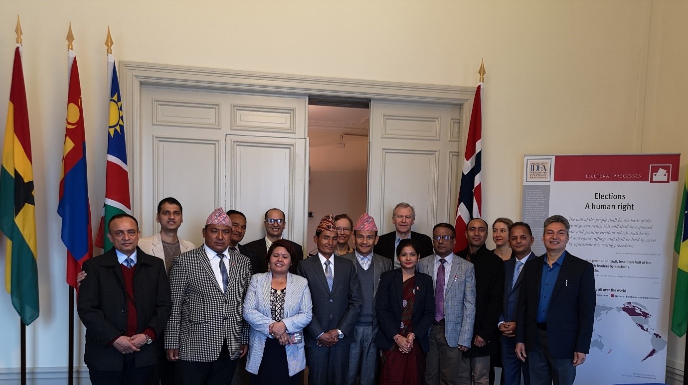 High-level government delegation from Nepal led by Joint Secretary Suresh Adhikari Ministry of Federal Affairs and General Administration, with the International IDEA Secretary-General Yves Leterme and staff