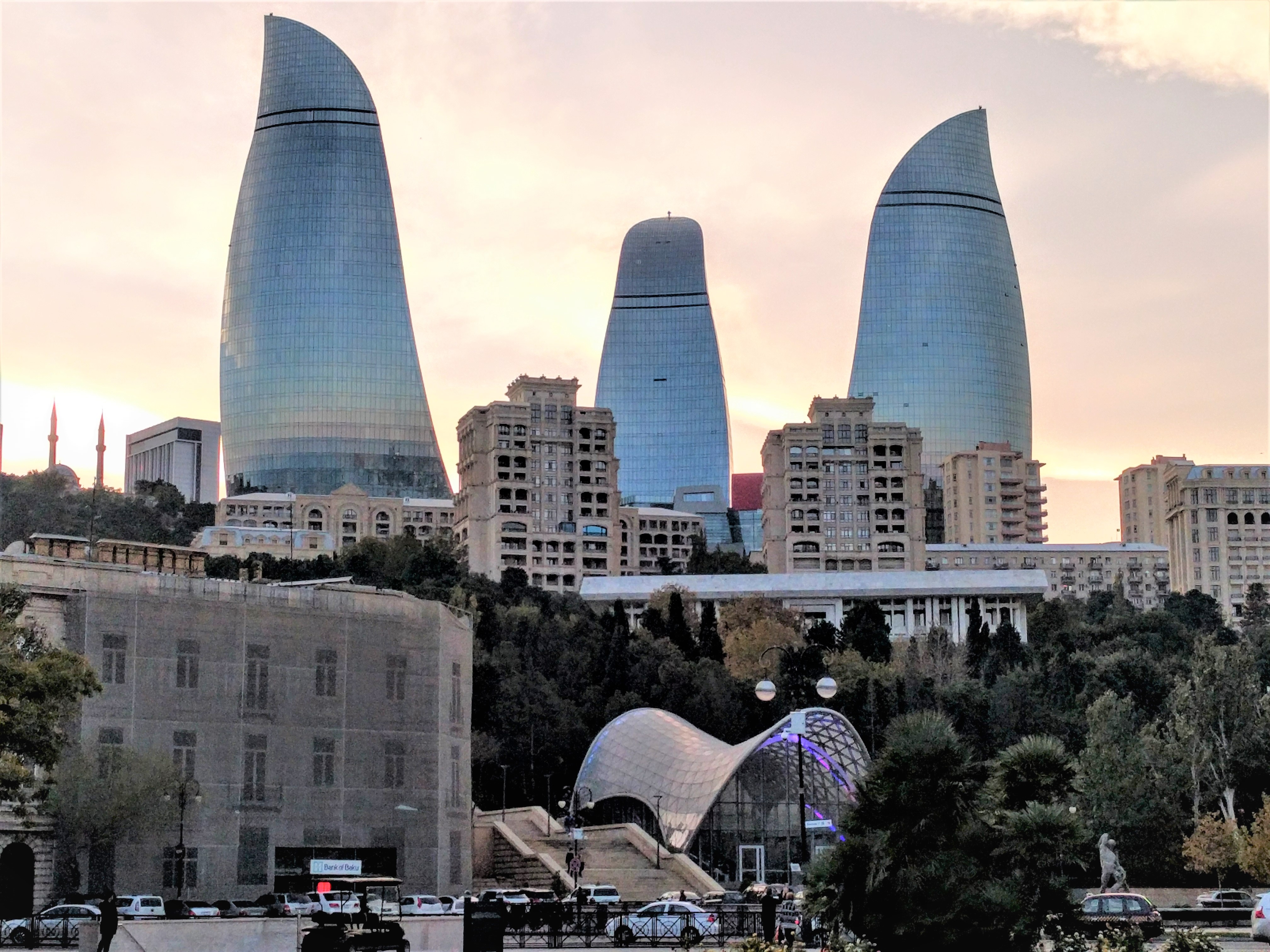 Flame buildings from waterfront Baku Azerbaijan. Image credit: Amanda@flickr